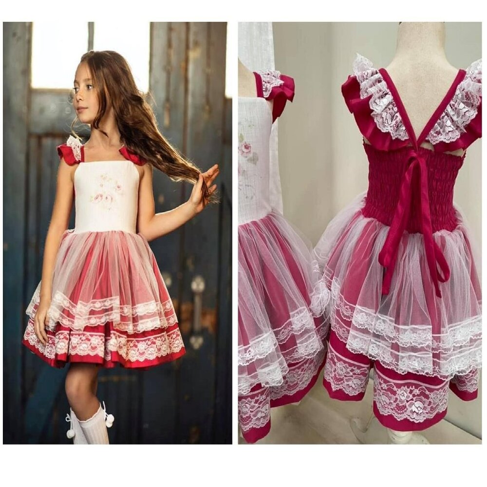 NWT Dollcake Picture Perfect Vintage Floral & Tulle Dress Girls sz 3